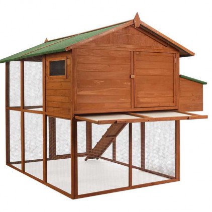Poulailler en bois "luxe" : 2 niveaux avec pondoir